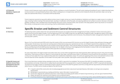 Erosion And Sediment Control Plan Sample Editable Template