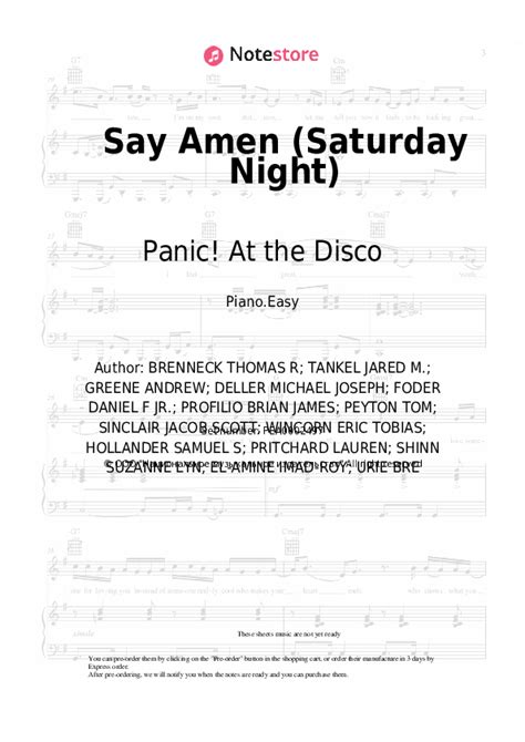 Panic At The Disco Say Amen Saturday Night Sheet Music For Piano