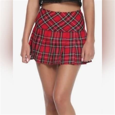 Royal Bones Skirts Royal Bones Red Plaid Pleated Skirt Size Small