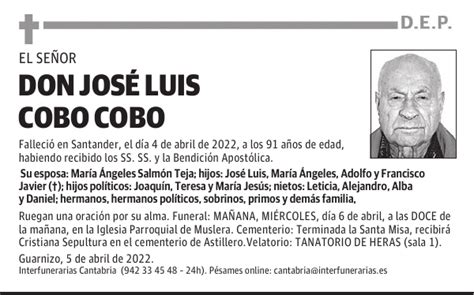 D JOSÉ LUIS COBO COBO Esquela El Diario Montañés