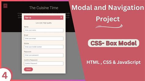 Javascript Signup Modal And Navigation Css Fundamental Box Model