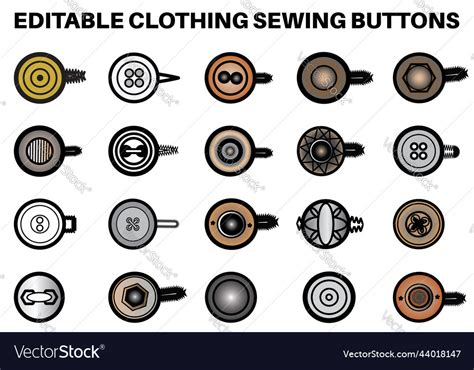 Sewing buttons flat sketch set different types Vector Image