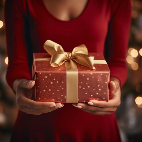 Premium Photo Closeup Of A Woman S Hand Holding A Christmas Gift