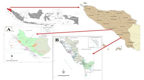 Map of Southwest Aceh (A) and South Aceh (B) Regency, Aceh Province ...