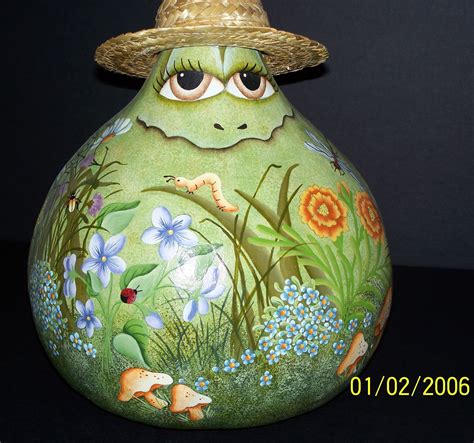 Painted Frog Gourd Painted Gourds Gourd Art Gourds Crafts