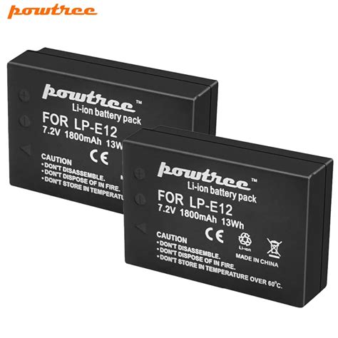 2packs 7 2v 1800mah Li Ion Camera Battery For Canon Lp E12 Lpe12 Lp E12 Eos 100d Kiss X7 Rebel