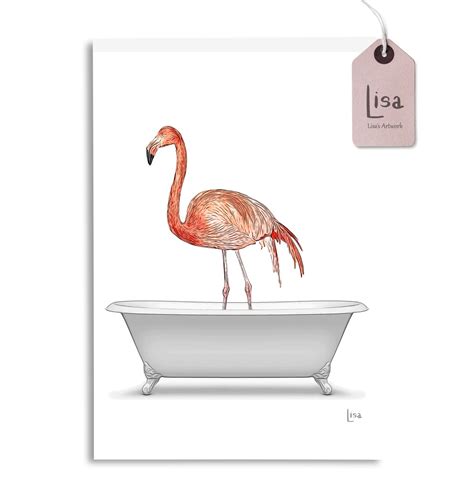 Bathroom Art, Flamingo, Pink Flamingo, Flamingo Clipart, Bathroom Wall ...