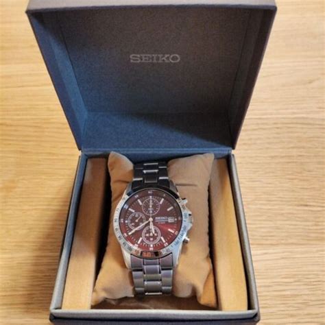 Seiko Sbtq Chronograph Red Red Dial Stainless Steel Chrono Quartz