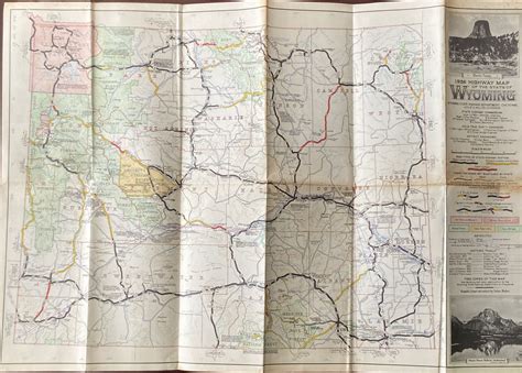 1936 Highway Map Of The State Of Wyoming