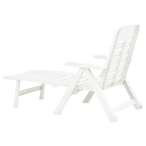 Vidaxl Chaise Longue Pliable Plastique Blanc Vidaxl Ch