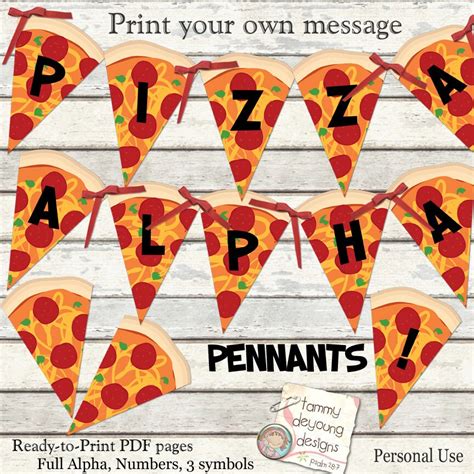 Pizza Party Banner Printable Pizza Alphabet Garland Print Etsy