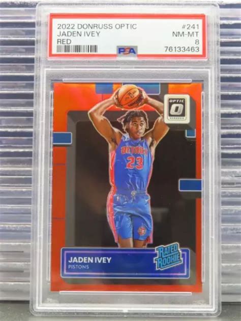 2022 23 DONRUSS OPTIQUE Jaden Ivey rouge recrue classée RC 60 99 PSA 8