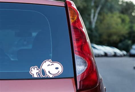 Snoopy Waving Car Window Decal Bumper Sticker Panel Vinyl Etsy