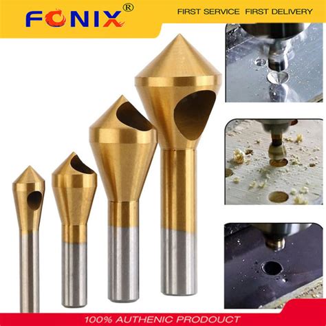 FONIX Oblique Hole Chamferer 4pc HSS Titanium Plated Reverse Taper