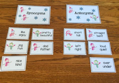 Free Snowman Synonym And Antonym Matching Game The Autism Helper