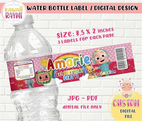 Cocomelon Personalized Water Bottle Labels Printable For Cocomelon Porn Sex Picture