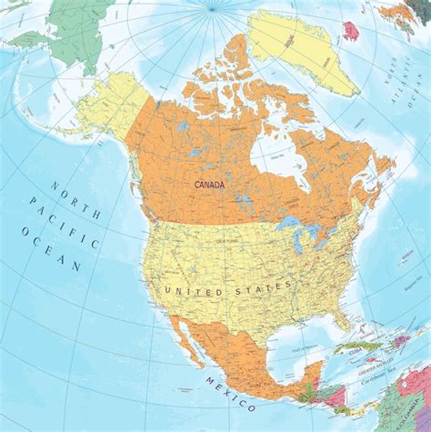 Premium Vector Detailed Political Map Of North America