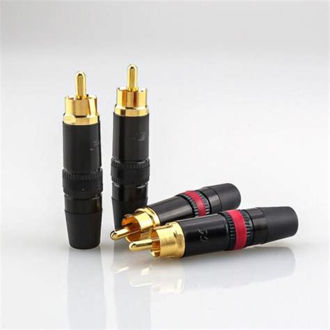 4PCS REAN Phono RCA Plugs Gold Plated Red White NYS373 HIFI Audio