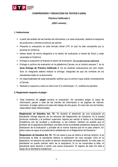 32 Práctica Calificada 2 Formato UTP COMPRENSIÓN Y REDACCIÓN DE