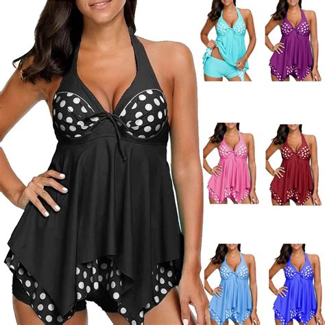 New Women Tankini Swimdress Swimsuit Beachwear Push Up Swimwear Plus