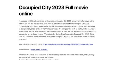 Occupied City 2023 Full movie online