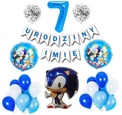 Zestaw Balony Sonic Baner 7 Urodziny Imię 12476652860 Allegro pl