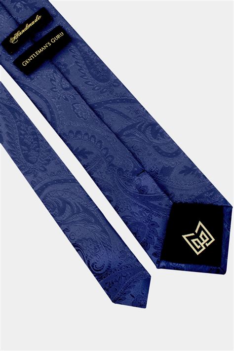 Navy Blue Paisley Tie And Pocket Square Set Gentlemans Guru