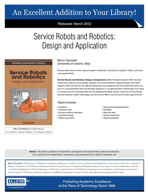 Fillable Online Service Robots And Robotics Design And Application Fax