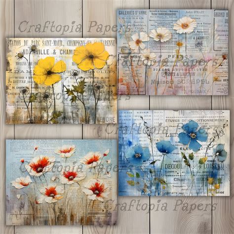 Wildflowers Junk Journal Kit Printable Scrapbook Papers Floral