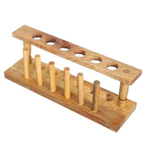 Buy 6 Holes 6 Pins Wooden Test Tube Rack Testing Tubes Holder Support