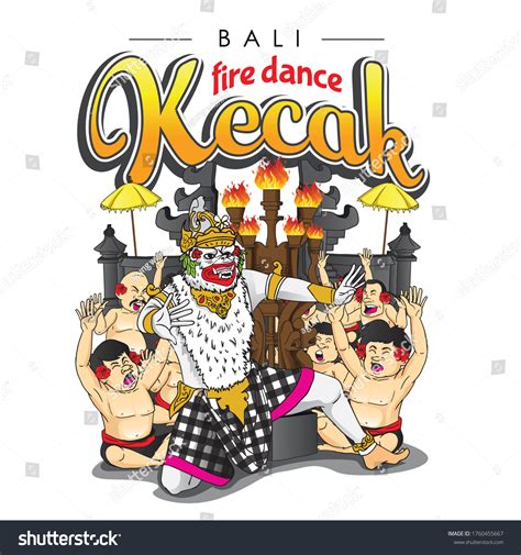 Balinese Traditional Kecak Dance Illustration Stock Vector Royalty