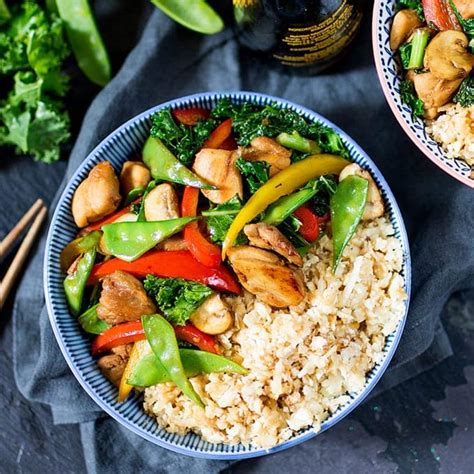 Honey And Garlic Chicken Stir Fry With Cauliflower Egg Fried Rice