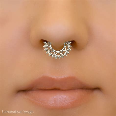 18g Silver Septum Ring Nose Ring Septum Piercing Septum Etsy