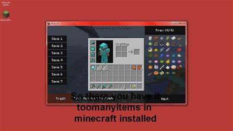 Minecraft How To Install Toomanyitems In Game Invedit Youtube