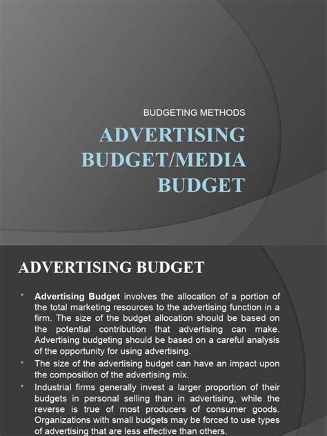 Advertising Budget Media Budget Pdf Advertising Marketing