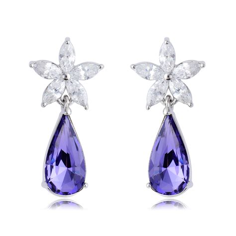 Buy Platinum Plated Small Dangle Earrings With Wow Elements