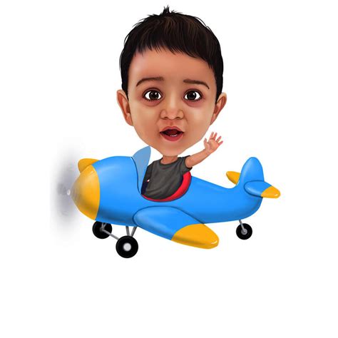 Kid As Airplane Pilot Cartoon
