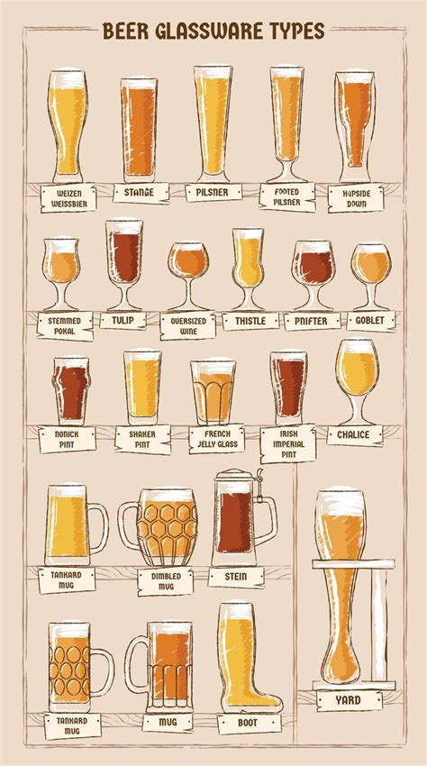 A Poster Showing Different Types Of Beer Glasses And How To Use Them In