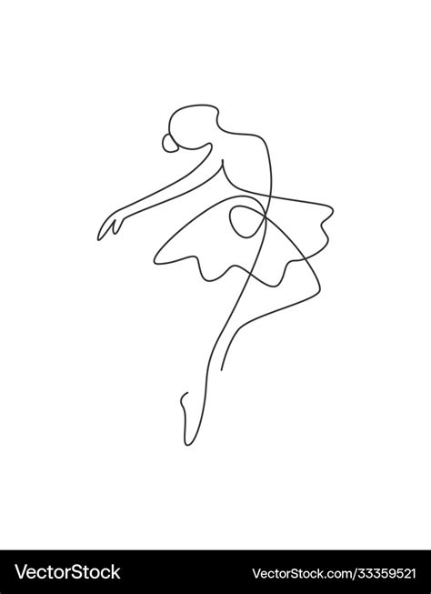 One Single Line Drawing Sexy Woman Ballerina Vector Image