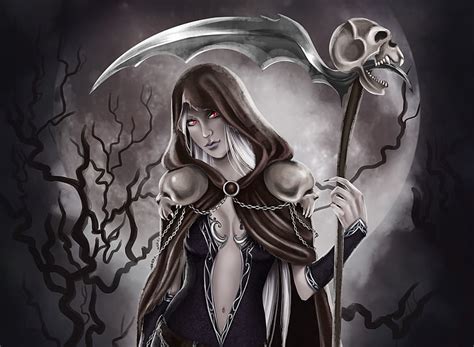 Hd Wallpaper Female Grim Reaper Wallpaper Girl Skull Art Braid