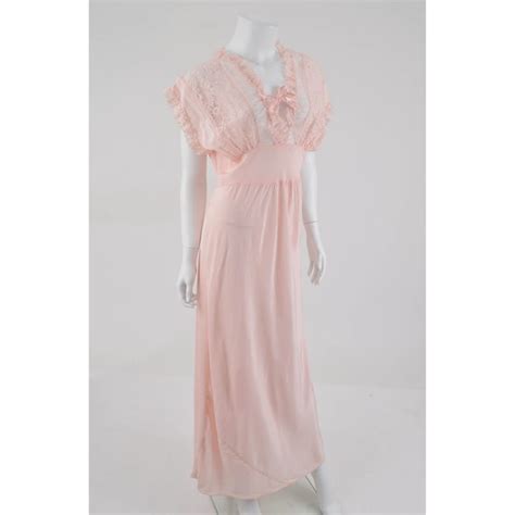 Xl 30s 40s Pink Bias Cut Rayon Nightgown 1930s 1940s… Gem