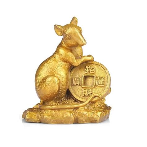 Rat Figurine Zodiaque Chinois Feng Shui Porte Bonheur Statue En Laiton