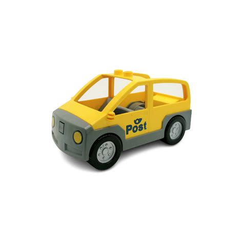 Duplo Yellow Mpv Car With Dark Stone Gray Base With Post Logo