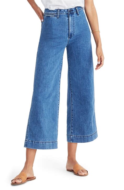 Women S Madewell Emmett Crop Wide Leg Jeans Size 30 Blue Big Jeans