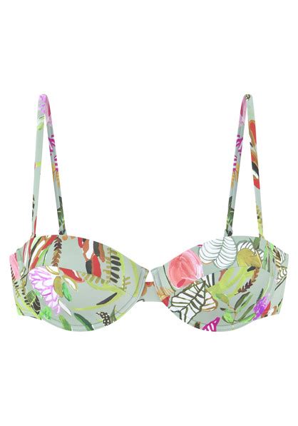 s Oliver Balconette Bikini Top Herbst grün bedruckt Cup C 36