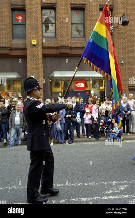 Policeman Carrying Rainbow Flag Gay Homosexual Cops Police Carry Gay