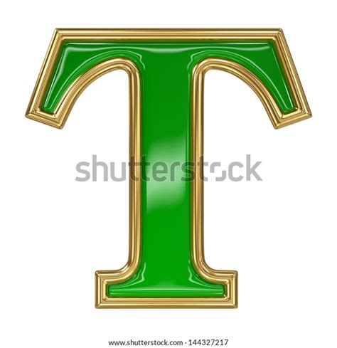 Emerald Green Golden Outline Alphabet Letter Stock Illustration