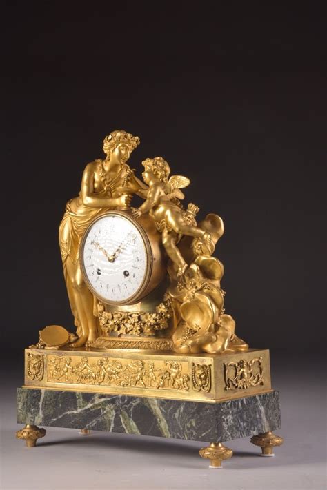 Proantic Louis XVI Clock With Bacchante And Cupid By Jean Baptiste