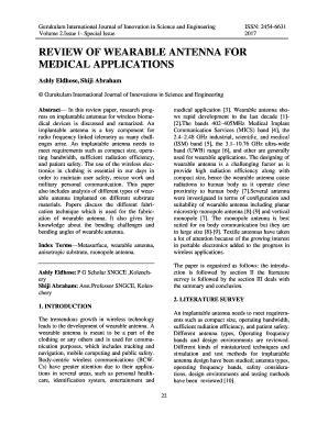 Fillable Online Review Of Wearable Antenna For Medical Applications