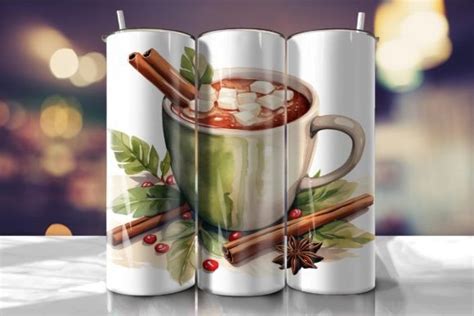 Hot Chocolate Christmas Tumbler Wrap Graphic By R Ray Design Creative